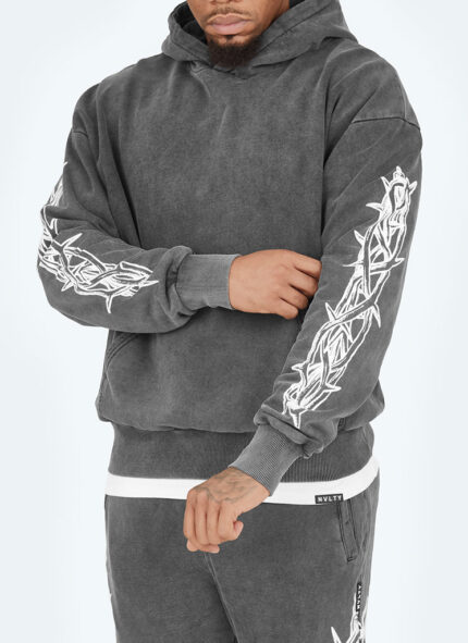 Vintage Crown Of Thorns Hoodie Washed Black