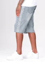 Vintage Pearl Denim Shorts Blue