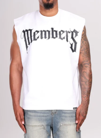 Members Arc Sleeveless T Shirt White.webp