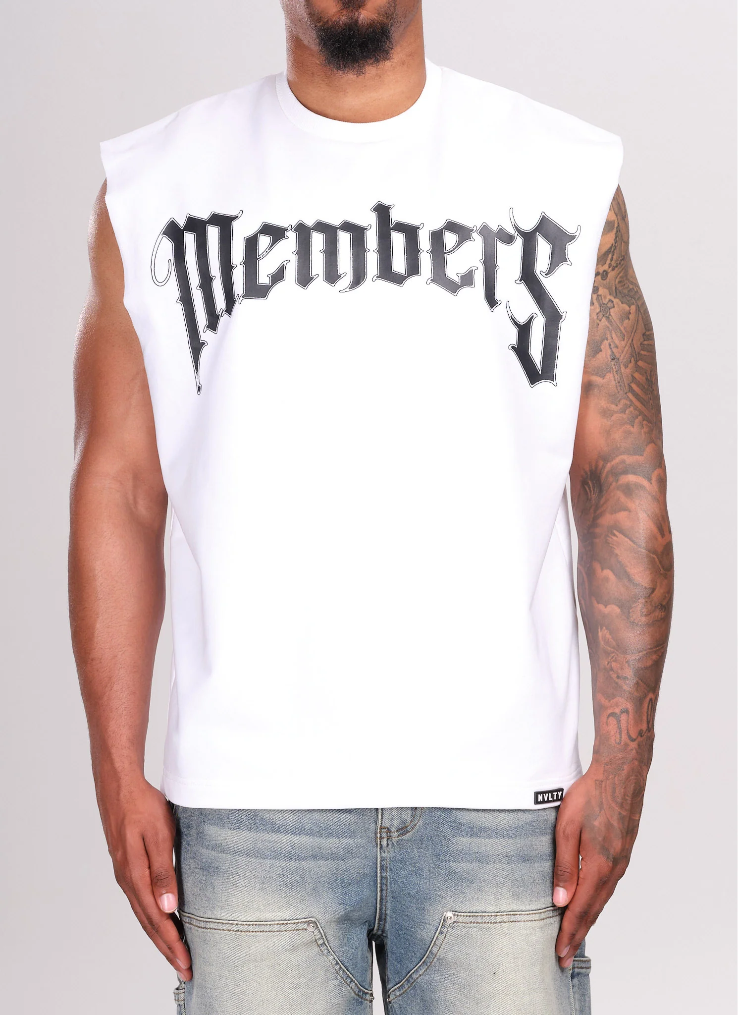 Members Arc Sleeveless T Shirt White.webp Members Arc Sleeveless T Shirt White.webp