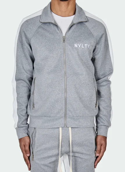 Panelled Track Jacket Grey White.webp