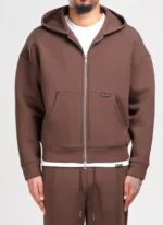 Scuba Structured Zip Hoodie Brown.webp
