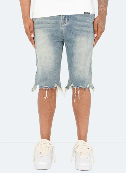 Vintage Raw Hem Denim Shorts Blue.webp