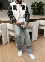 Nvlty Built From The Ground Up Varsity Jacket Ivory (5)