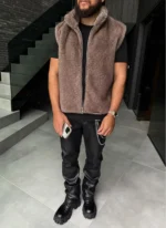 Nvlty Fur Vest Taupe (2)