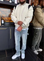 Nvlty Heavyweight Wool Bomber Jacket Ivory (3)