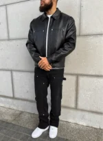 Nvlty Leather Carpenter Rivet Jacket Black (2)