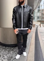 Nvlty Leather Carpenter Rivet Jacket Black (6)