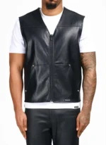 Nvlty Leather Carpenter Rivet Vest Black (1)