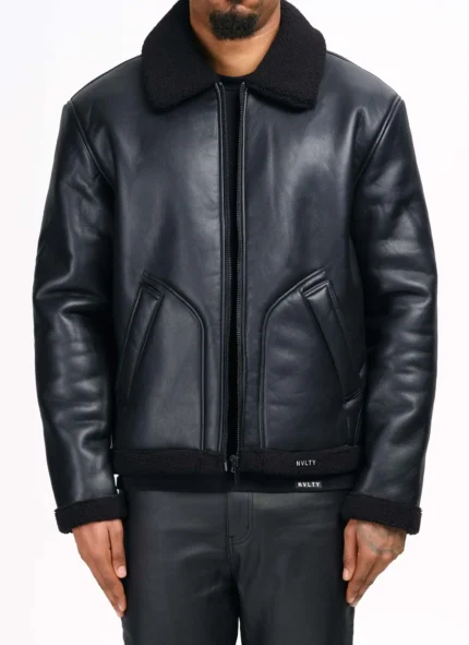 Nvlty Leather Shearling Jacket Black (1)