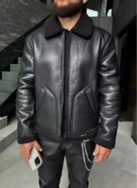 Nvlty Leather Shearling Jacket Black (2)