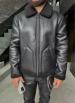 Nvlty Leather Shearling Jacket Black (6)
