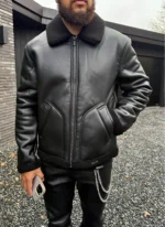 Nvlty Leather Shearling Jacket Black (8)