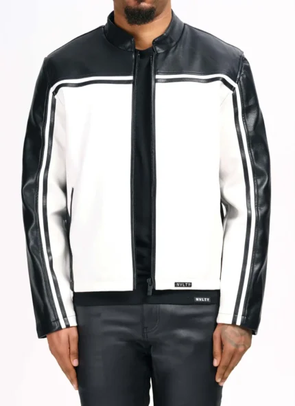 Nvlty Moto Racer Biker Jacket BlackIvory (1)