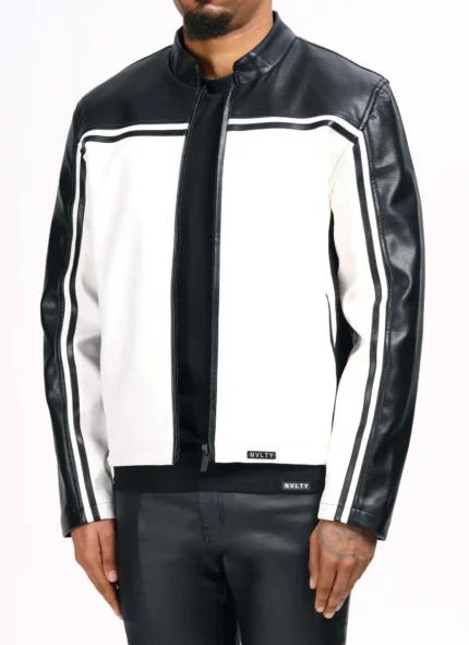 Nvlty Moto Racer Biker Jacket BlackIvory (11)