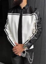 Nvlty Moto Racer Biker Jacket BlackIvory (2)