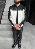 Nvlty Moto Racer Biker Jacket BlackIvory (3)