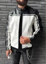 Nvlty Moto Racer Biker Jacket BlackIvory (9)