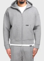 Nvlty Scuba Structured Zip Hoodie Grey (1)