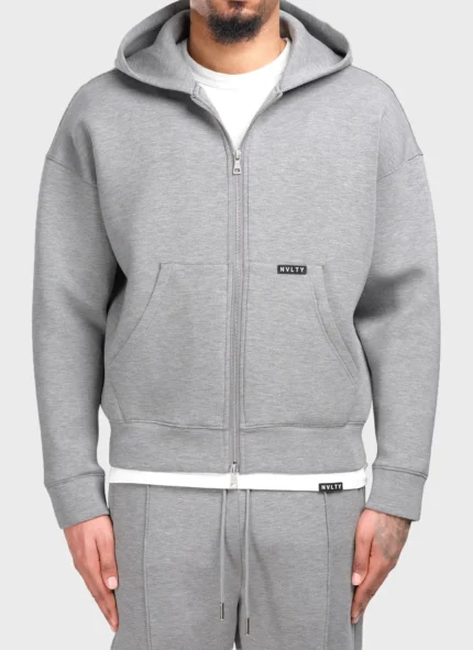 Nvlty Scuba Structured Zip Hoodie Grey (1)