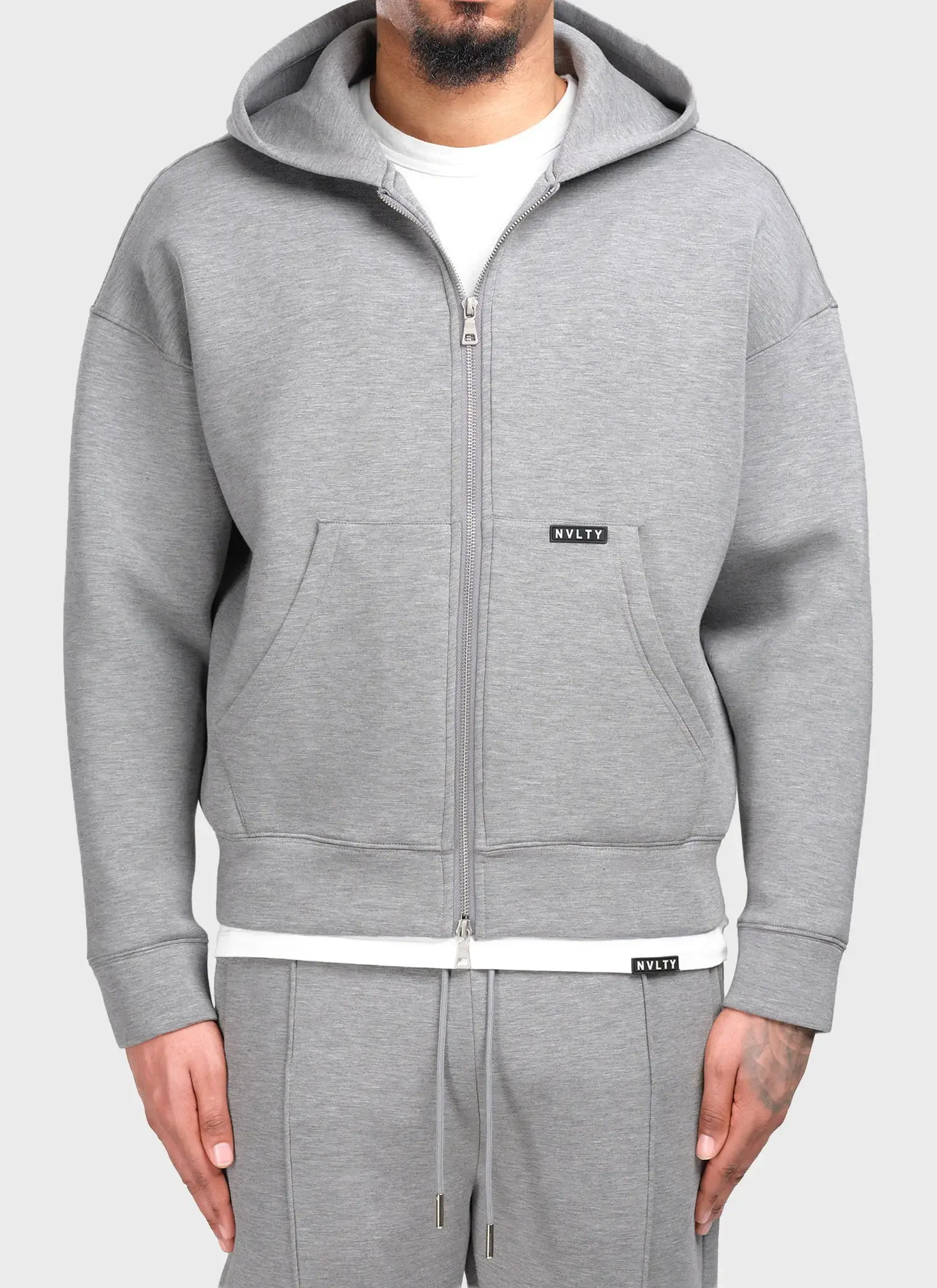 Nvlty Scuba Structured Zip Hoodie Grey (1) Nvlty Scuba Structured Zip Hoodie Grey (1)