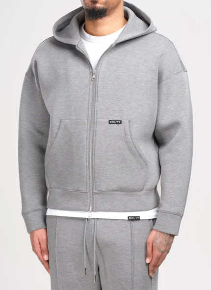 Nvlty Scuba Structured Zip Hoodie Grey (11)