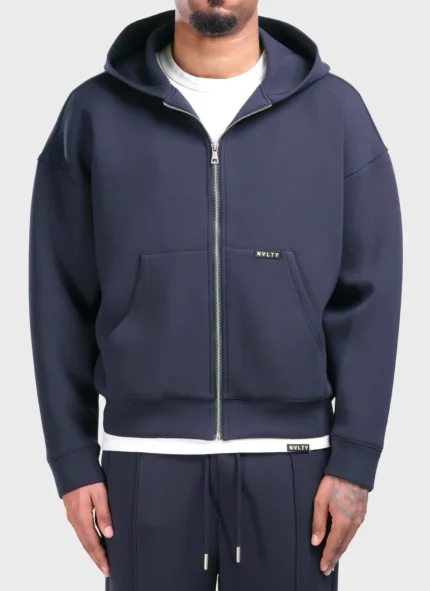 Nvlty Scuba Structured Zip Hoodie Navy (1)