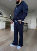 Nvlty Scuba Structured Zip Hoodie Navy (3)