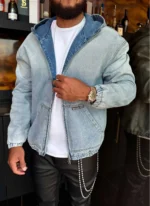 Nvlty VHeavyweight Denim Zip Hoodie Blue (4)