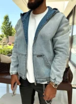 Nvlty VHeavyweight Denim Zip Hoodie Blue (5)