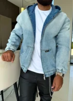 Nvlty VHeavyweight Denim Zip Hoodie Blue (7)