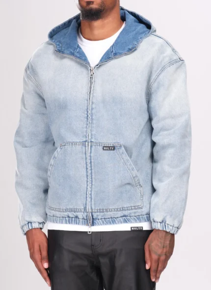 Nvlty VHeavyweight Denim Zip Hoodie Blue (9)