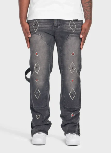 Nvlty Vintage Carpenter Studded Jeans Black (1)