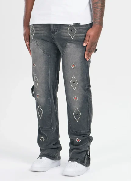Nvlty Vintage Carpenter Studded Jeans Black (9)