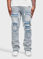 Nvlty Vintage Flare Ripped & Repaired Jeans Blue (1)