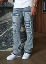 Nvlty Vintage Flare Ripped & Repaired Jeans Blue (2)
