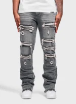 Nvlty Vintage Flare Ripped & Repaired Jeans Grey (1)