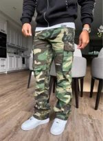 Nvlty Vintage Flare Studded Cargos Camo (3)