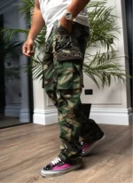 Nvlty Vintage Flare Studded Cargos Camo (7)