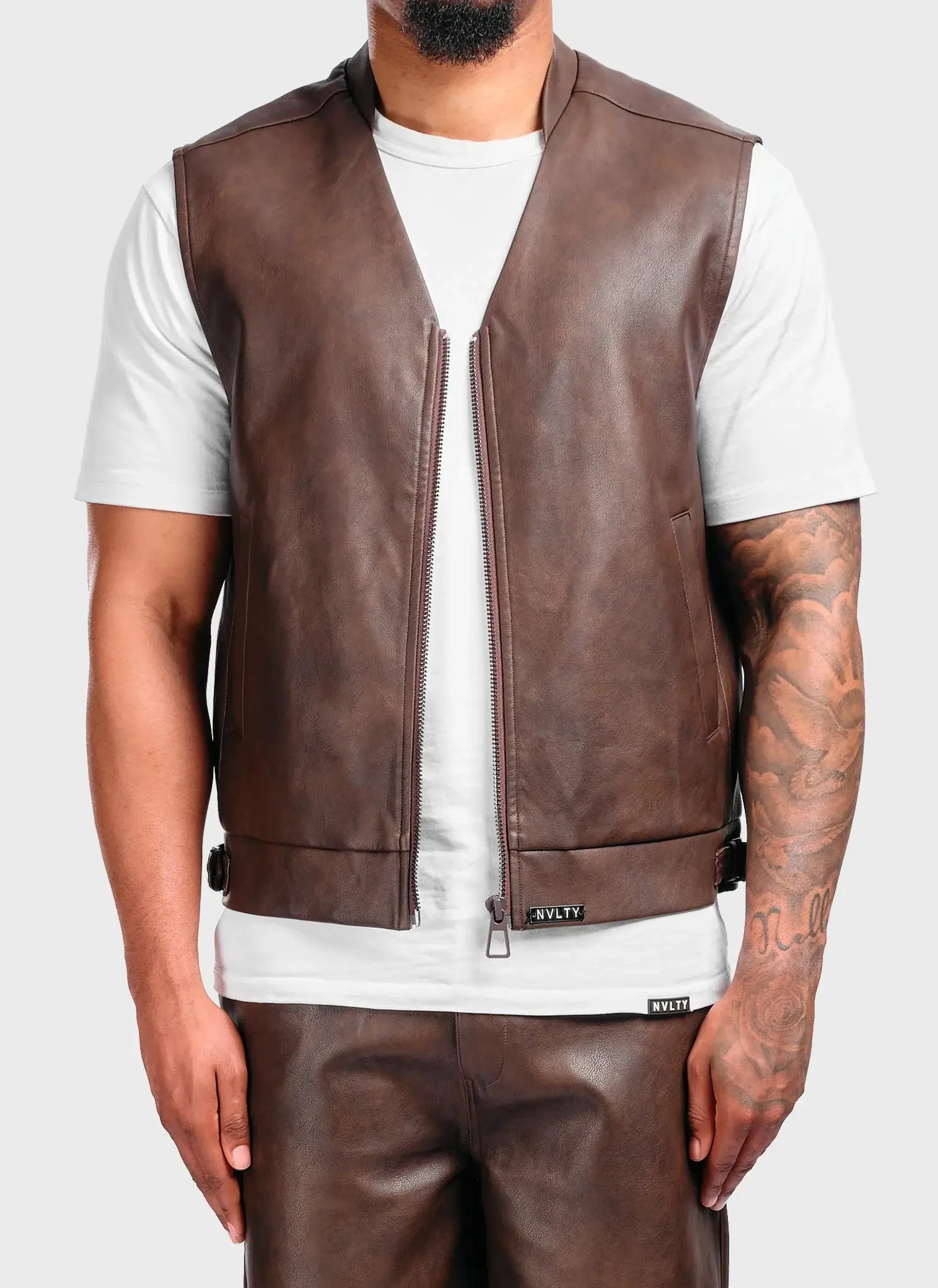 Nvlty Vintage Leather Vest Brown (1) Nvlty Vintage Leather Vest Brown (1)