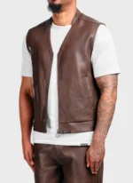 Nvlty Vintage Leather Vest Brown (9)