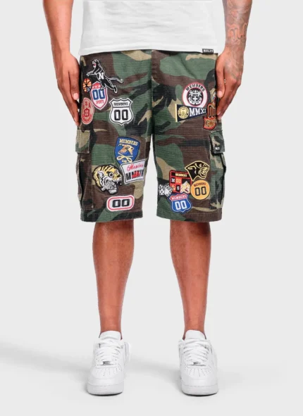 Nvlty Vintage Patch Cargo Shorts Camo (1)