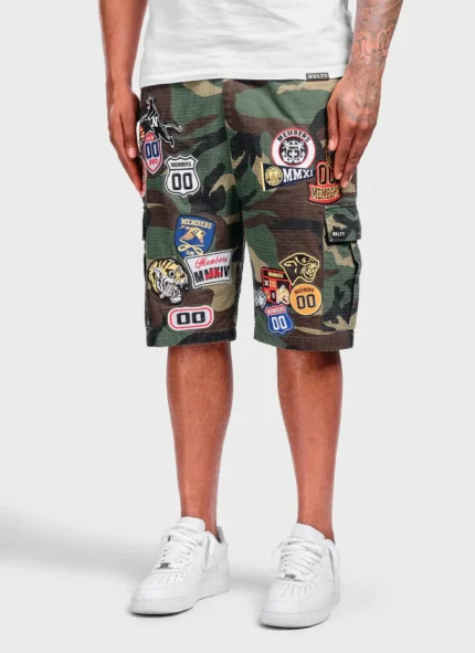 Nvlty Vintage Patch Cargo Shorts Camo (10)