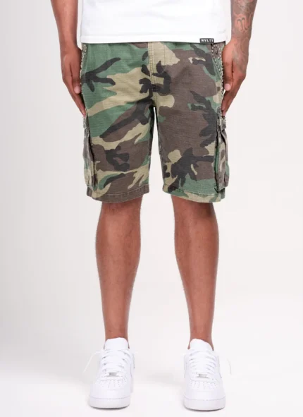 Nvlty Vintage Studded Cargo Shorts Camo (1)