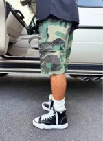 Nvlty Vintage Studded Cargo Shorts Camo (4)