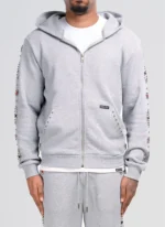 Nvlty Vintage Studded Zip Hoodie Grey (1)