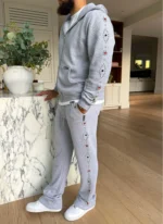 Nvlty Vintage Studded Zip Hoodie Grey (4)