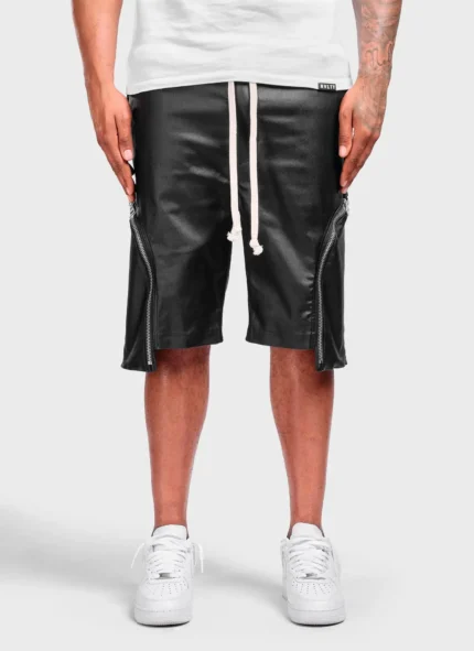 Nvlty Vintage Wax Zipper Cargo Shorts Black (1)