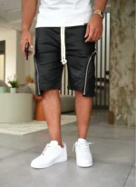 Nvlty Vintage Wax Zipper Cargo Shorts Black (4)