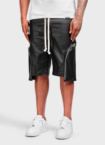 Nvlty Vintage Wax Zipper Cargo Shorts Black (6)